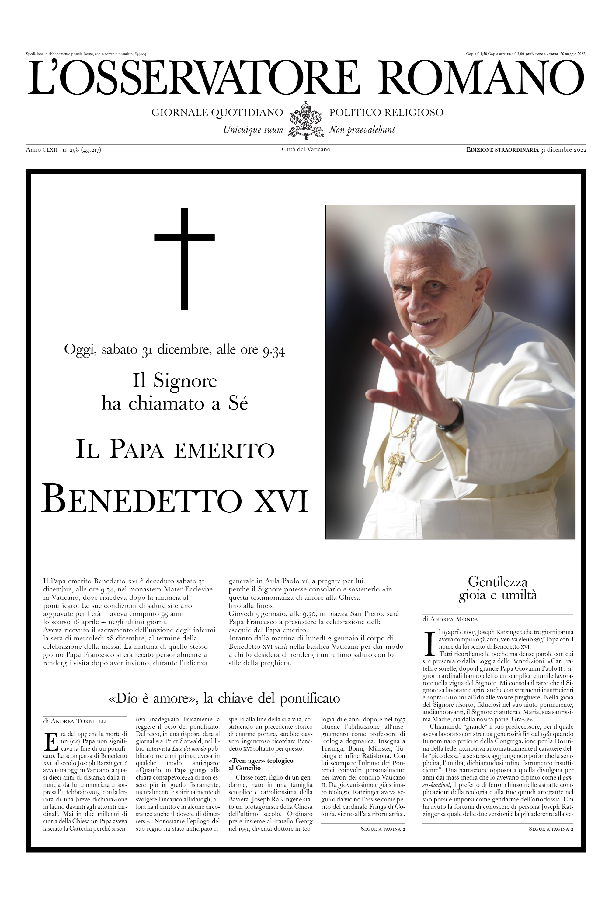 Osservatore romano 1 gen 23