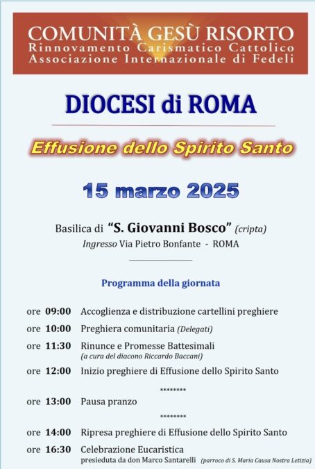 Ritiro di preghiera per l’Effusione dello Spirito Santo – Roma